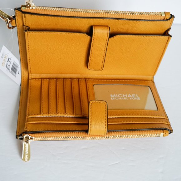 Michael Kors Jet Set Double Zip Wristlet Yellow - Picture 5 of 7